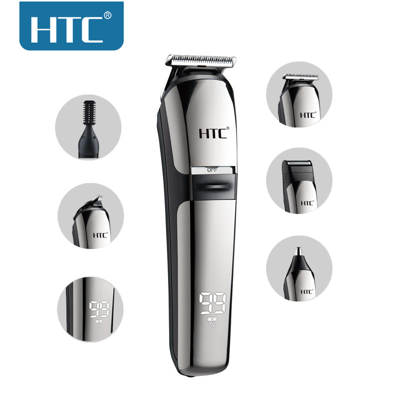 HTC AT-1327 5 in 1 Men grooming kit hair clipper hair trimmer shaver nose ear trimmer precision detail trimmer with LCD display