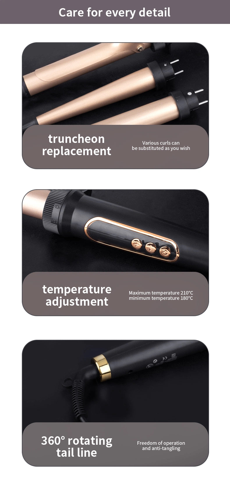 3 in 1 Professional Salon Styling Electric Hair Curler Constant Temperature Curling Iron