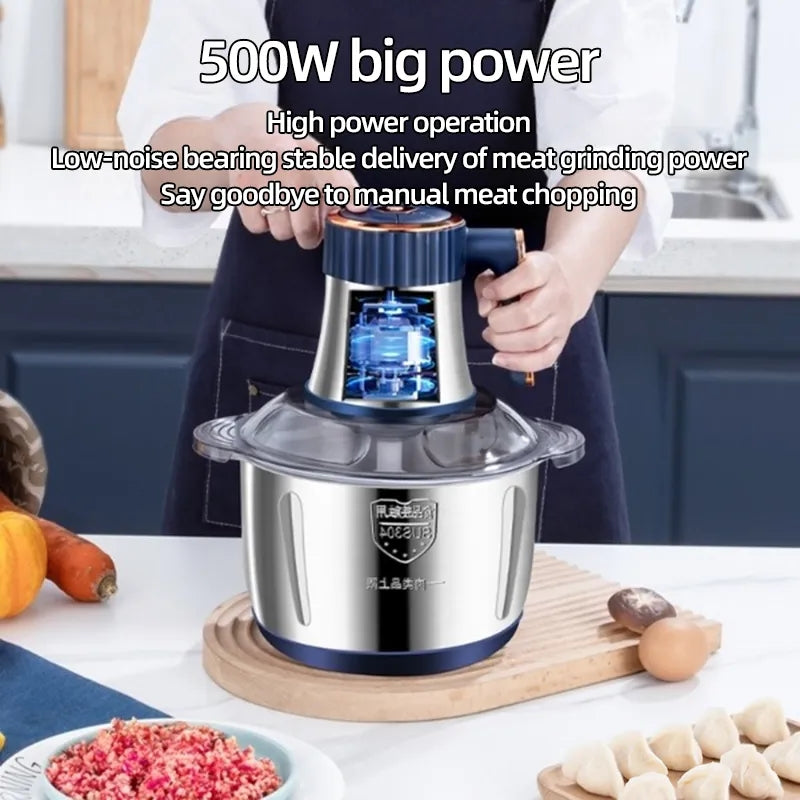 5 Litre 6 Blades Electric Food Chopper Meat Mincer 3 Speeds