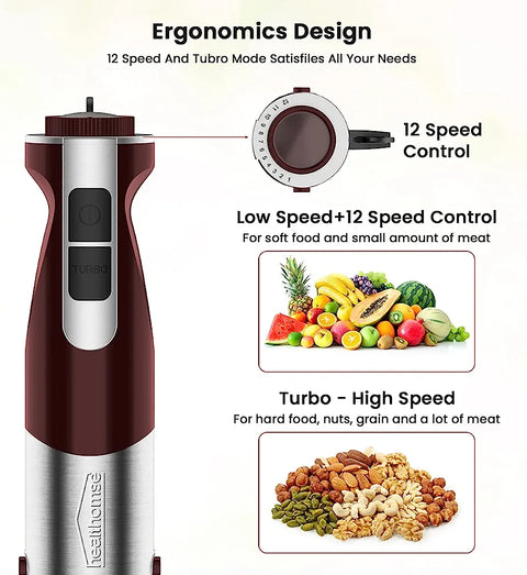 Healthomse 5 in 1 Multifunctional Hand Blender, Powerful and Efficient Food Blender 800W