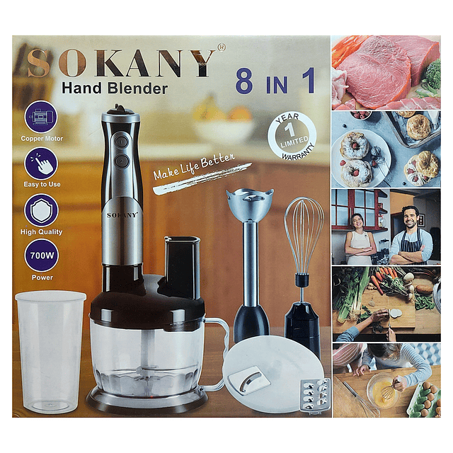SK5011-8 Home 8 in 1 Stainless Small Electric Hand Held Immersion