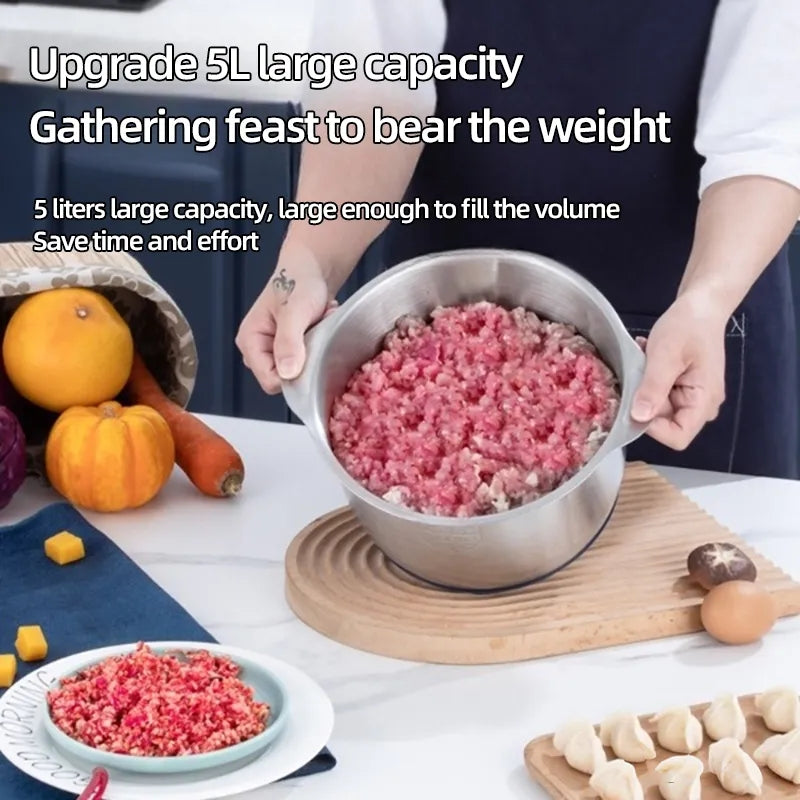 5 Litre 6 Blades Electric Food Chopper Meat Mincer 3 Speeds