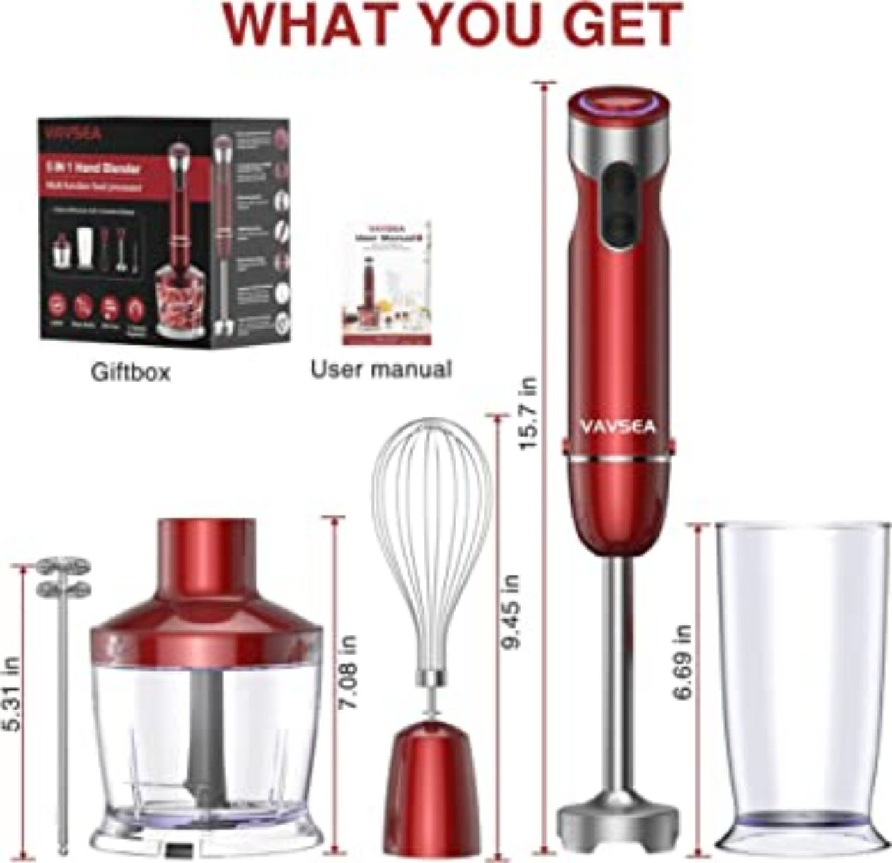 VAVSEA 5 in 1 Hand Blender Set Food Processor