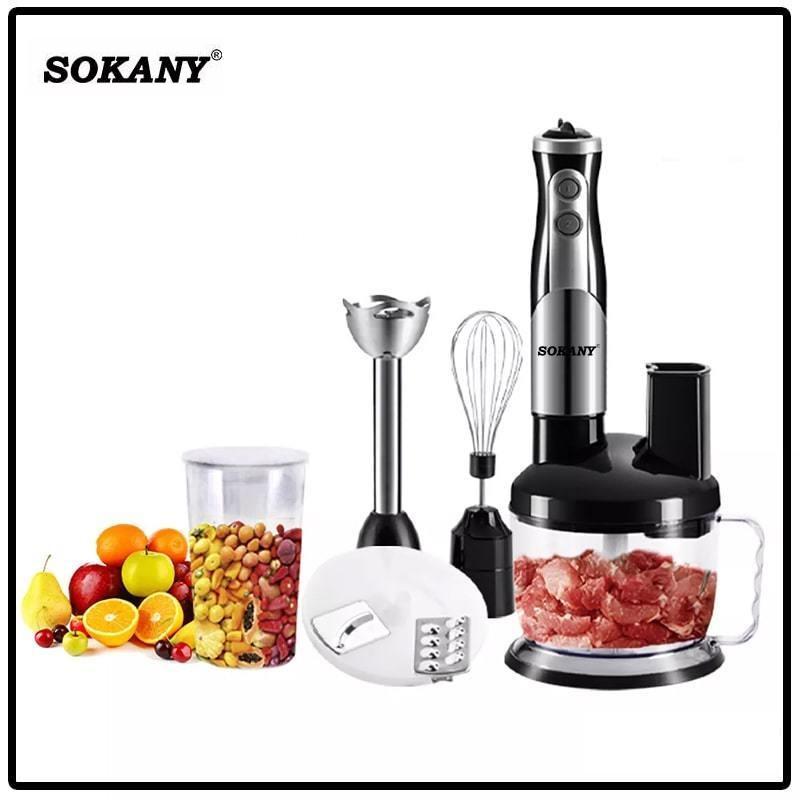 SOKANY SK-5011-8 700W Electric Hand Blender, 2-Speed, 8 in 1: [Hand Blender, Egg Whisk, Meat Chopper, Shredding Blade, Cutting Blade, Blade Holder, Chopper Bowl with Lid, Measuring Cup]