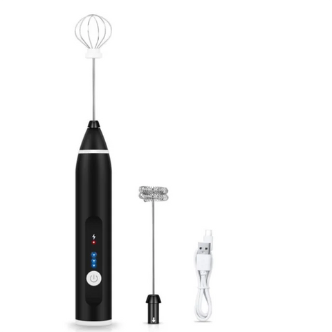 Electric Milk Frother with Double Whisk, USB Rechargeable 2 in 1 Milk Foam Maker for Coffee Latte Cappuccino Egg Beating