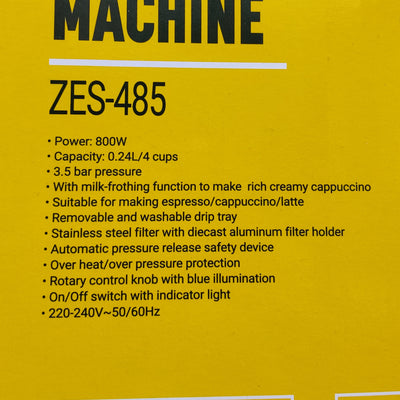 ZANUSSI ESPRESSO MACHINE COFFEE MAKER ZES-485 CAPPUCCINO LATTE MAKING MACHINE