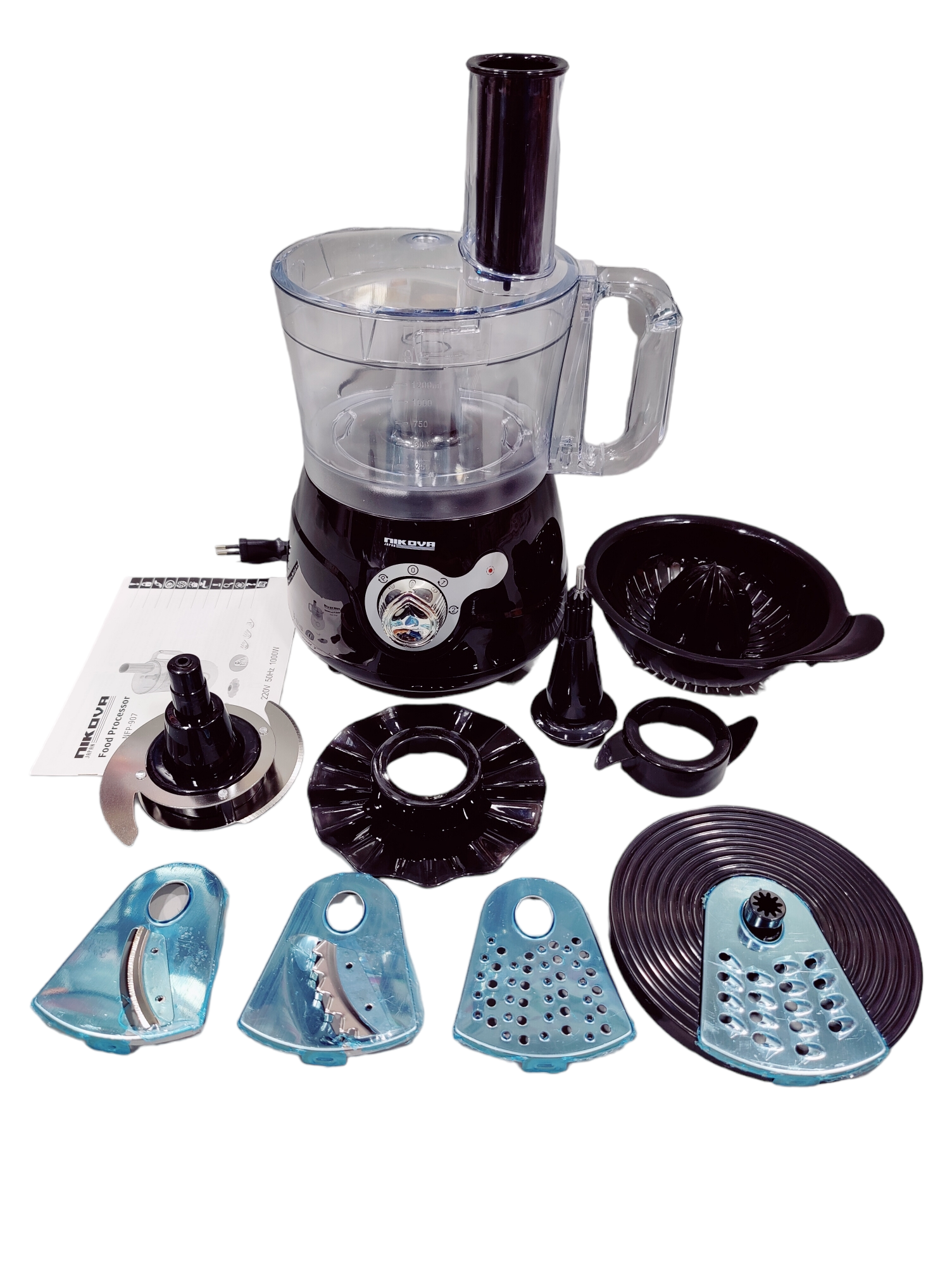 NIKOVA ELECTRIC CHOPPER FOOD PROCESSOR with salad cutters and Citrus