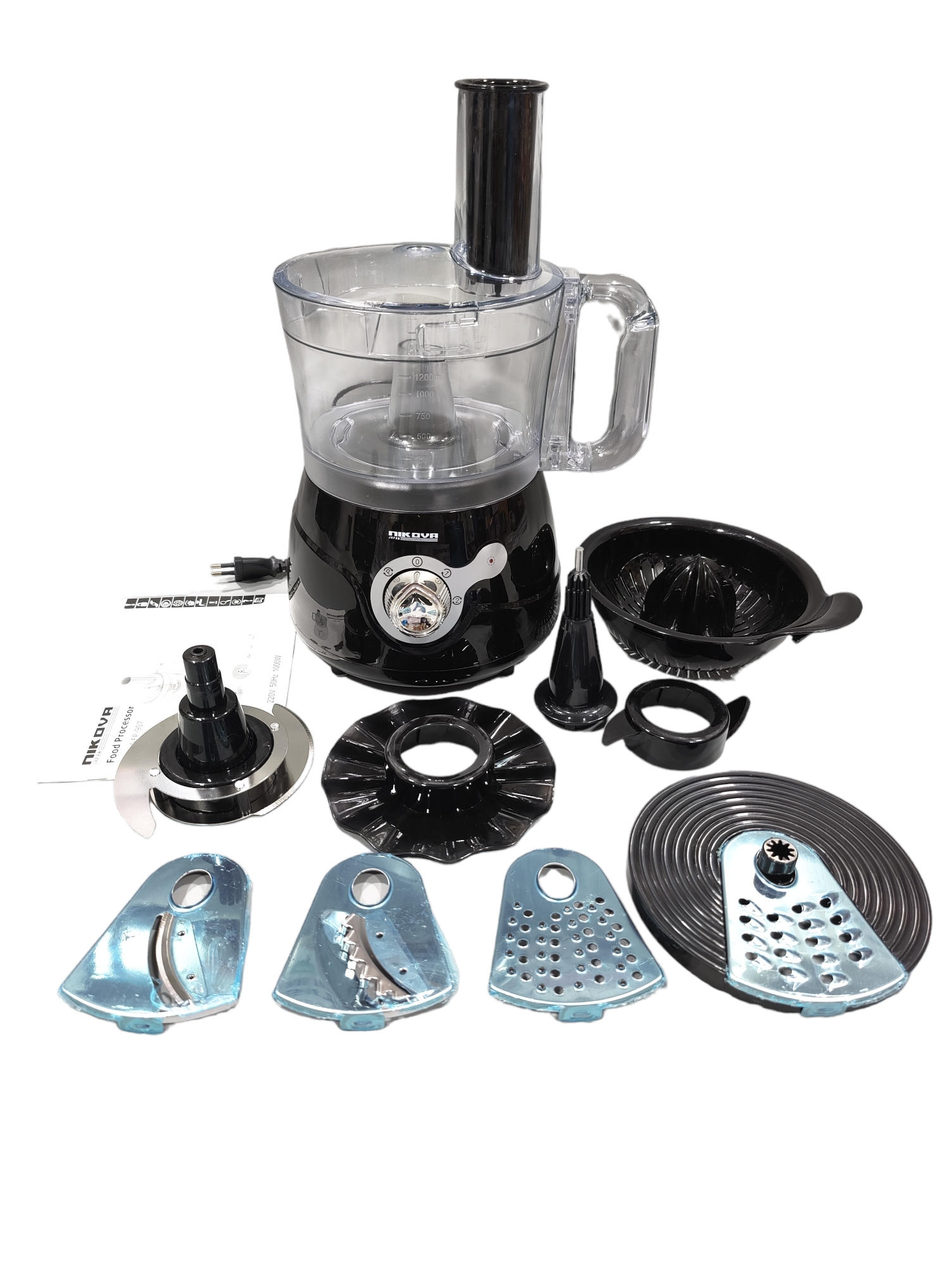 NIKOVA ELECTRIC CHOPPER FOOD PROCESSOR with salad cutters and Citrus