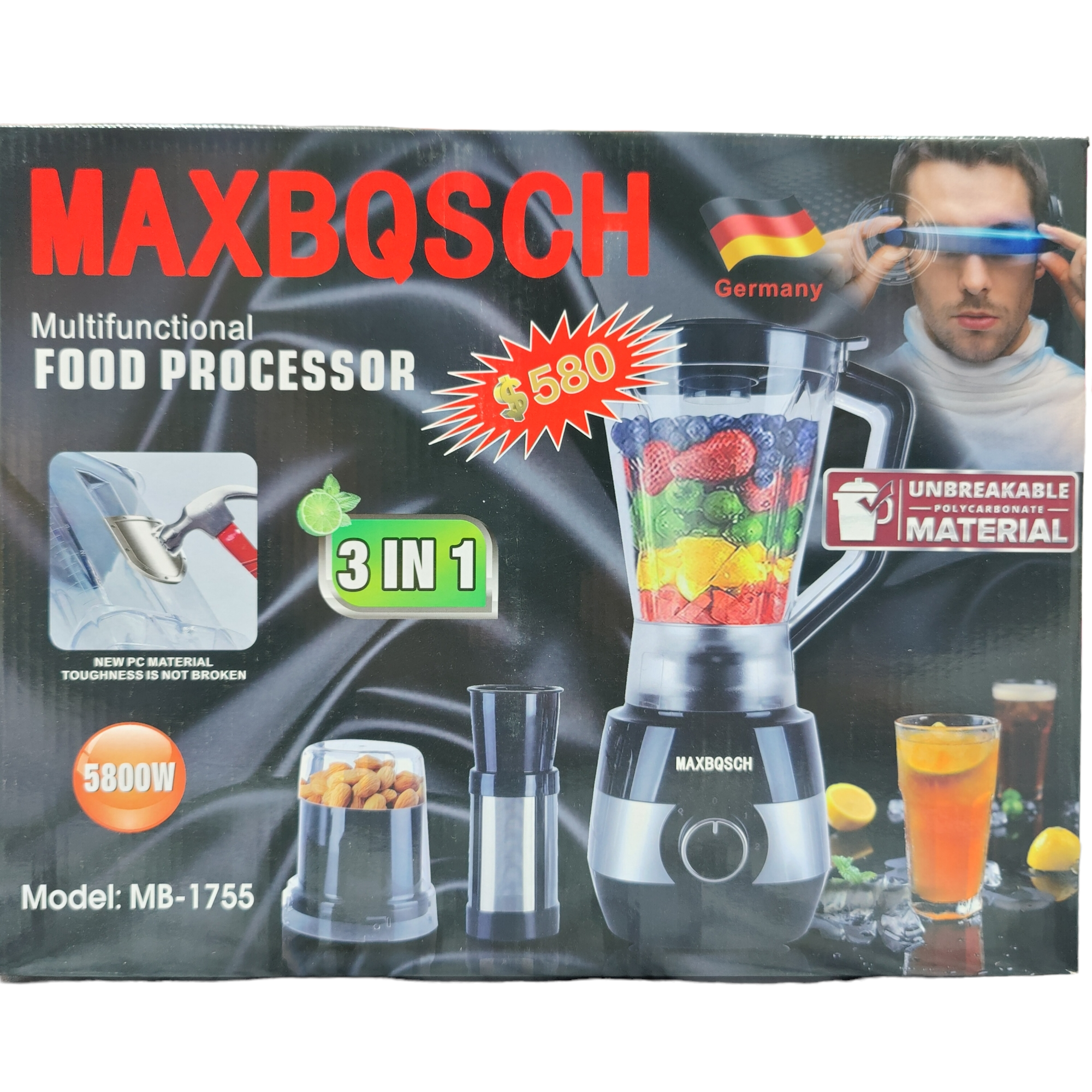MAXBQSCH MB-1755 BLENDER GRINDER UNBREAKABLE