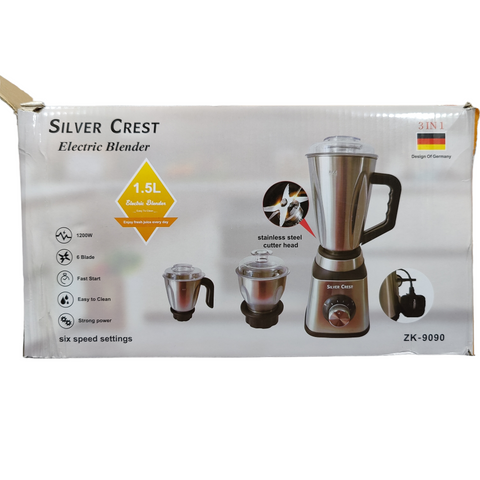 SILVER CREST ELECTRIC BLENDER 3 IN 1 ZK-9090 WET DRY GRINDER MILL 1200 WATTS