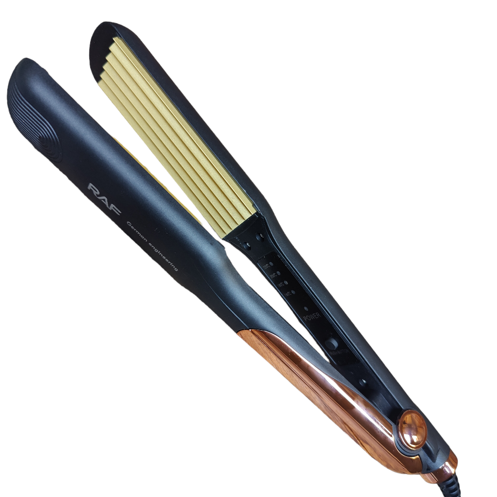 RAF R.442G Electric Hair Crimper 6 edges Teflon coated titanium plates fast heating Crimping waver straightener