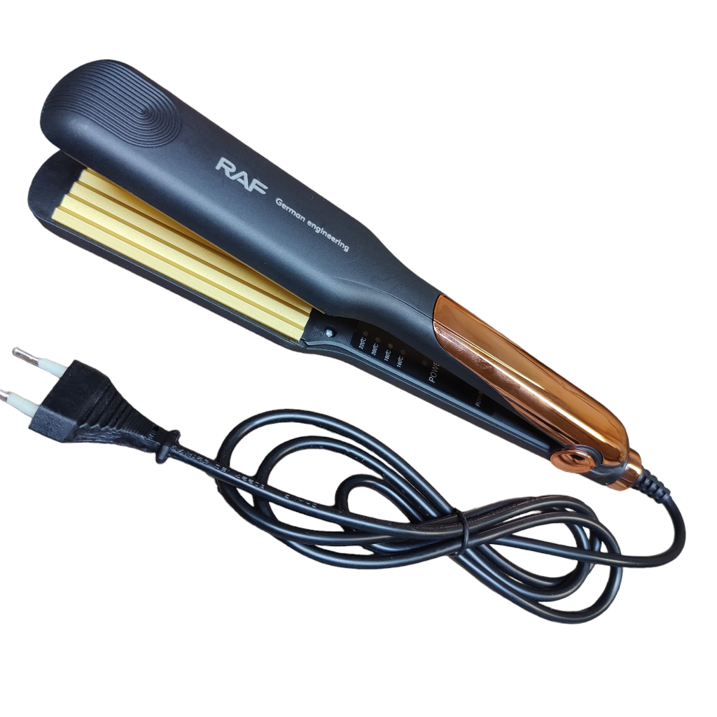 RAF R.442G Electric Hair Crimper 6 edges Teflon coated titanium plates fast heating Crimping waver straightener