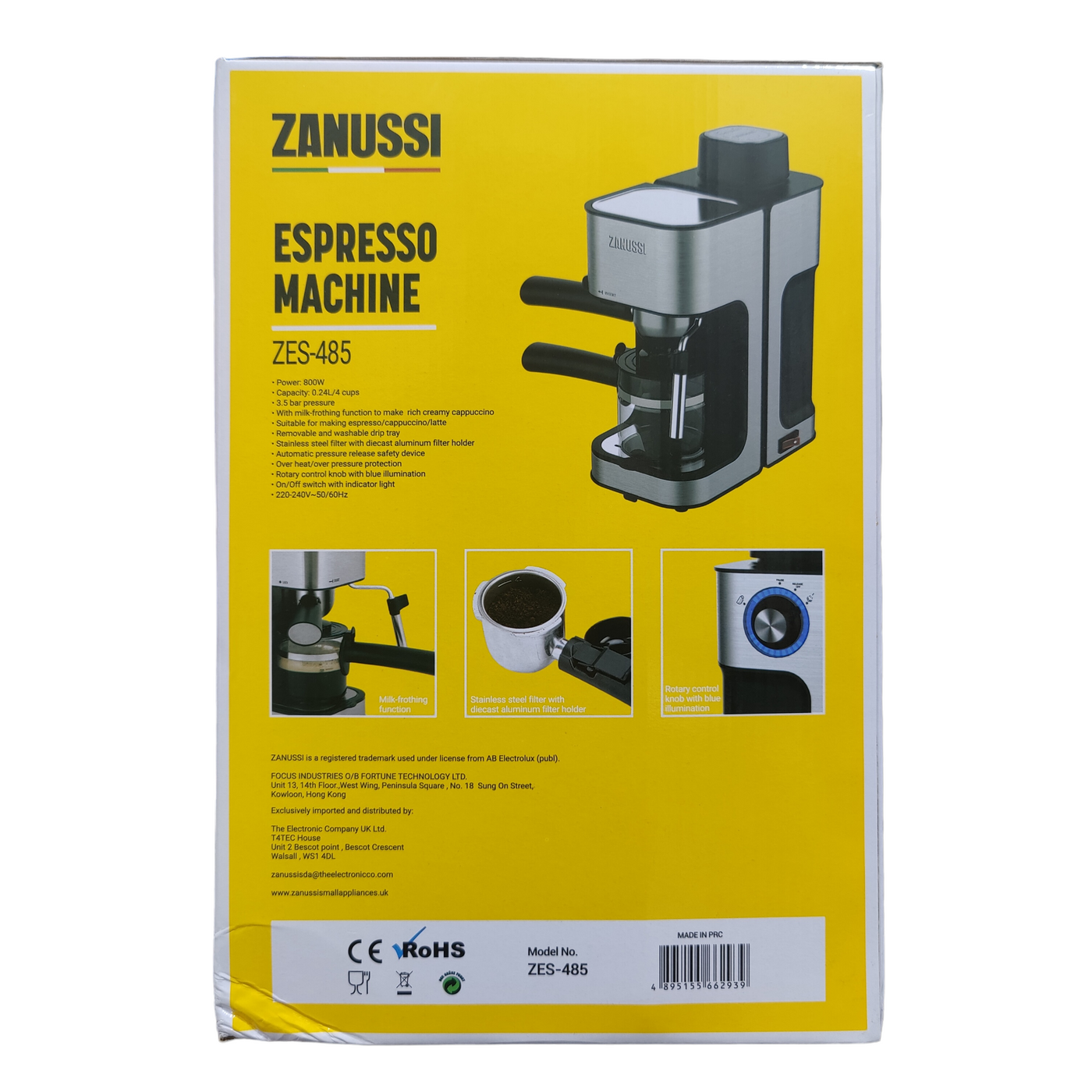 ZANUSSI ESPRESSO MACHINE COFFEE MAKER ZES-485 CAPPUCCINO LATTE MAKING MACHINE