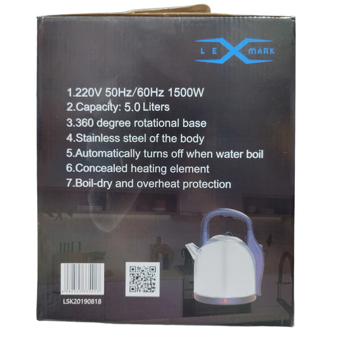 LEXMARK ELECTRIC KETTLE  5.0 LITRE  LSK213 1500 WATTS