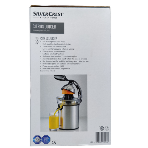 SILVER CREST ELECTRIC CITRUS JUICER COMMERCIAL BIG ORANGE GRAPEFRUIT JUICE MACHINE 130 WATTS