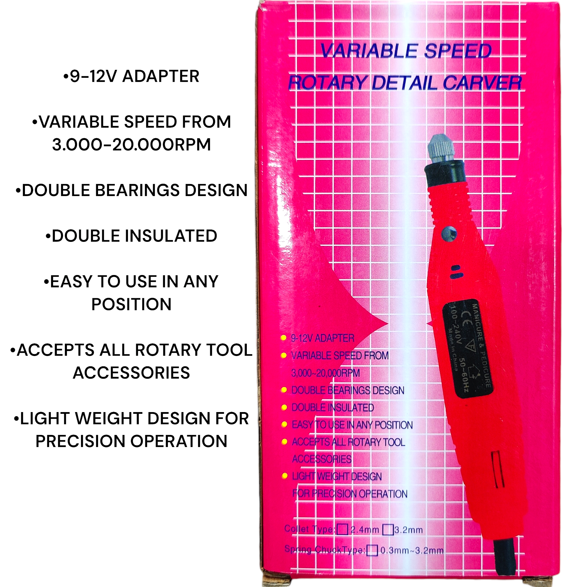 Electric Manicure Machine Nail Grinder Callus Remover Rotatory Detail Carver