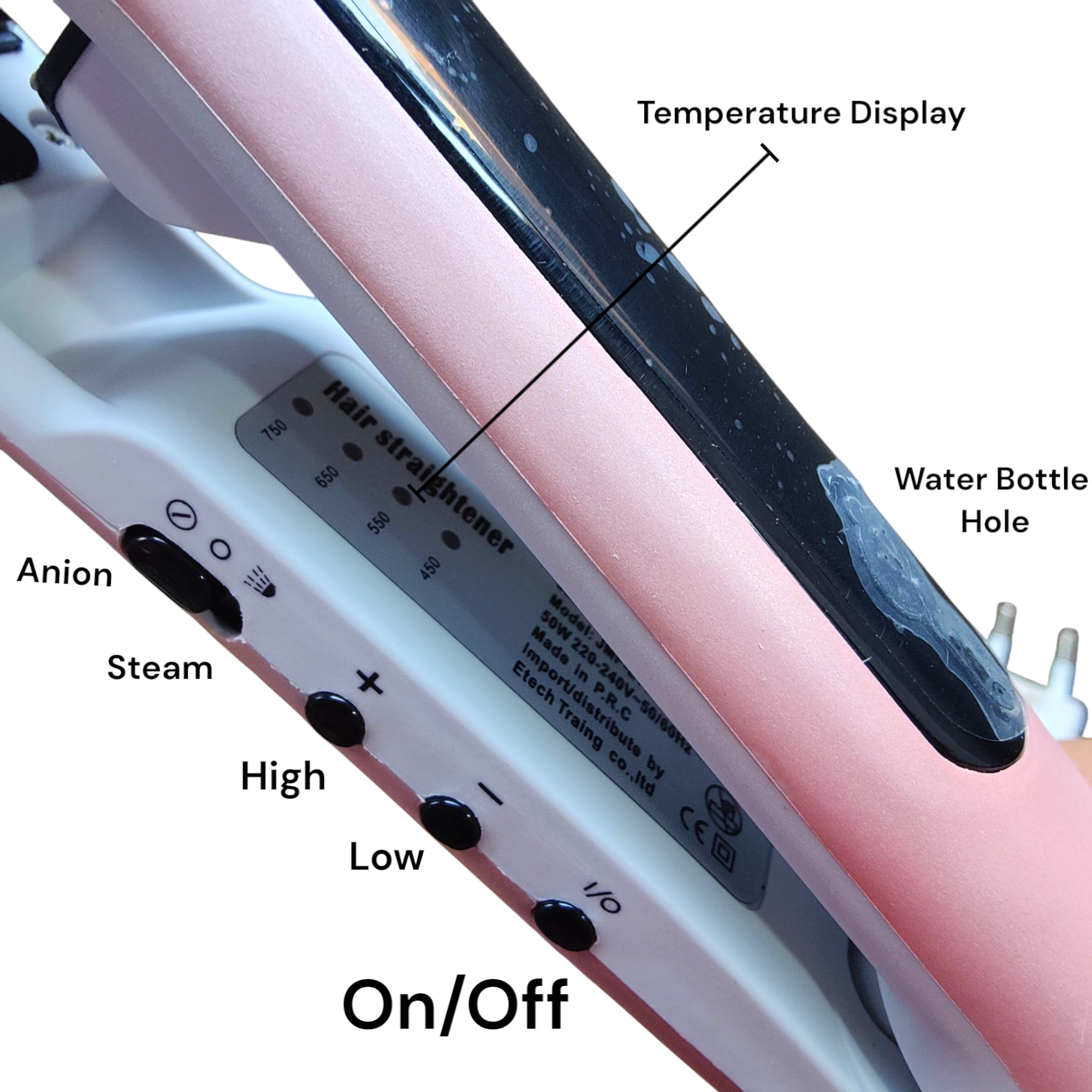 JMF Korea Professional Steam Hair Straightener (JMF-ET8864) – 2-in-1 Flat Iron & Steamer for Salon-Quality Hair Straightening & Styling – Ceramic Plates, Adjustable Temperature, Ionic Frizz Control