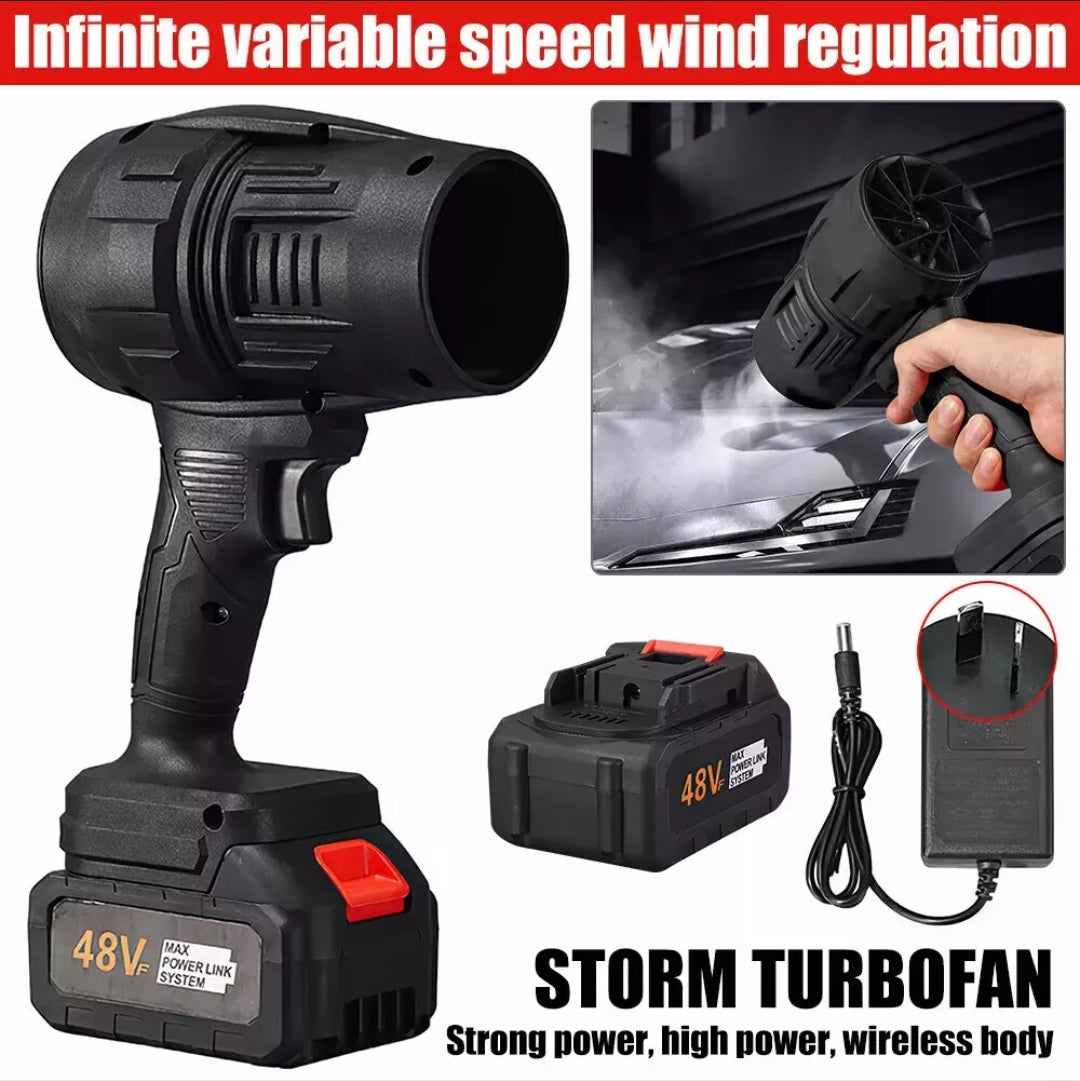 Storm Fan Jet TurboSweep Cordless Power Blower – Dual Battery Multi- Purpose Cleaner Electric Powerful Turbine Turbo Fan Upgraded Version Storm Turbo Fan Handheld Car Hair Dryer Cleaning Violent Air Gun Jet Fan
