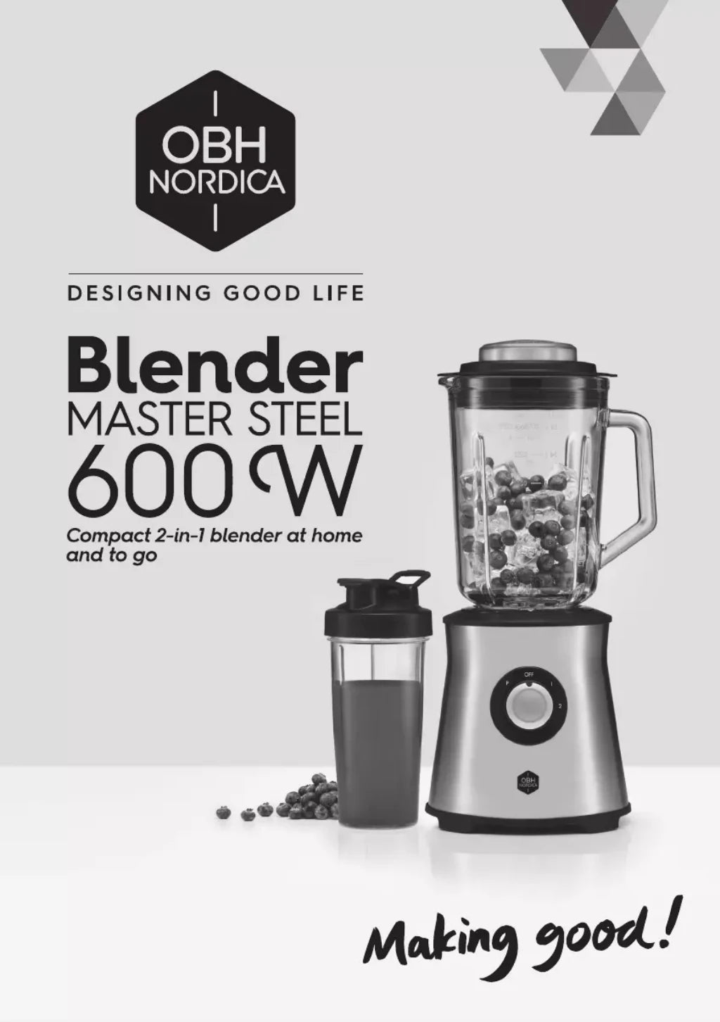 OBH NORDICA BLENDER MASTER STEEL 600 WATTS
