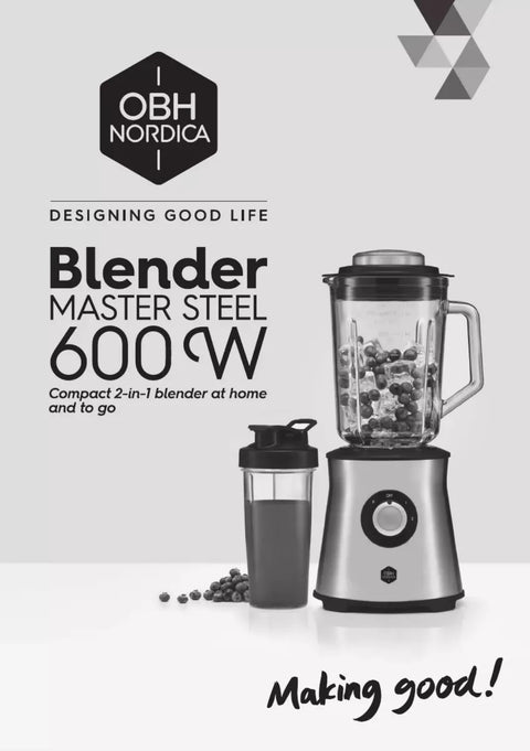 OBH NORDICA BLENDER MASTER STEEL 600 WATTS