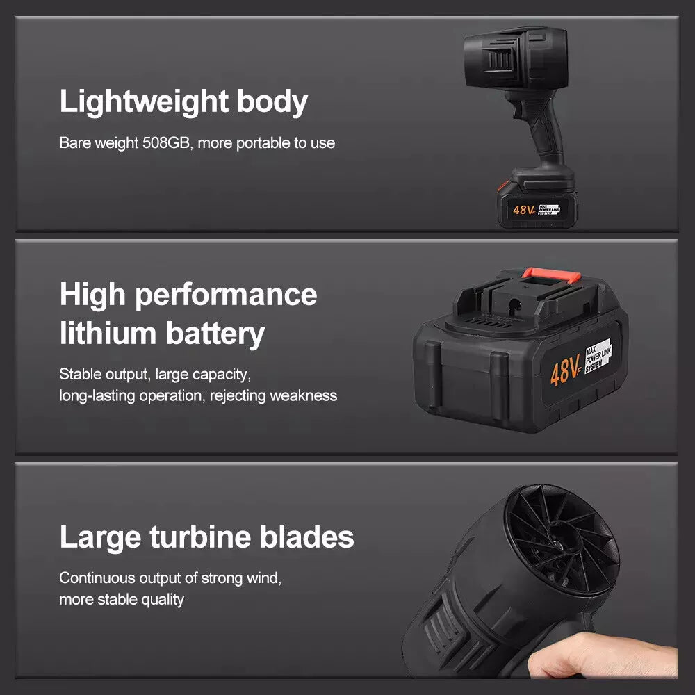 Storm Fan Jet TurboSweep Cordless Power Blower – Dual Battery Multi- Purpose Cleaner Electric Powerful Turbine Turbo Fan Upgraded Version Storm Turbo Fan Handheld Car Hair Dryer Cleaning Violent Air Gun Jet Fan