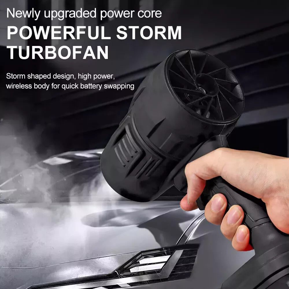 Storm Fan Jet TurboSweep Cordless Power Blower – Dual Battery Multi- Purpose Cleaner Electric Powerful Turbine Turbo Fan Upgraded Version Storm Turbo Fan Handheld Car Hair Dryer Cleaning Violent Air Gun Jet Fan